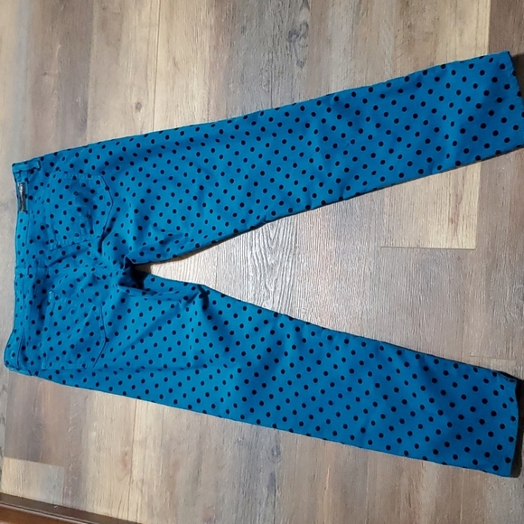 Adriano Goldschmied teal black polka-dot Stevie ankle soft corduroy jeans - Picture 7 of 8